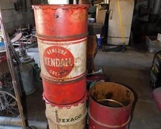 Kendall and Texaco Grease Barrels