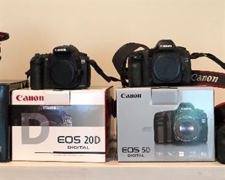 Canon EOS-1 DS Mark III camera,     Canon EOS 20D Digital camera, Canon EOS 5D Digital camera,  Canon EOS 5D Mark II camera