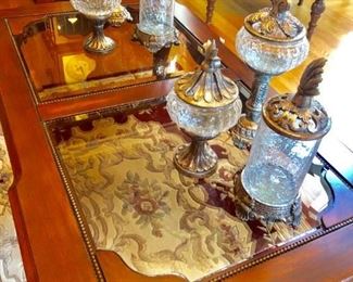 Coffee table with glass insets