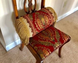 Two side chairs and coordinating pillows