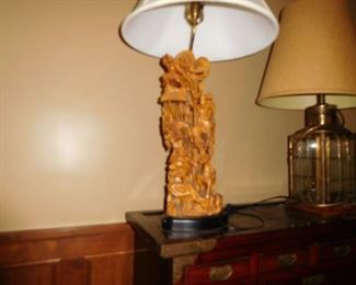 oriental  style  carved  lamp