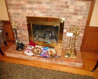 fireplace  tools  and  xmas  stockings