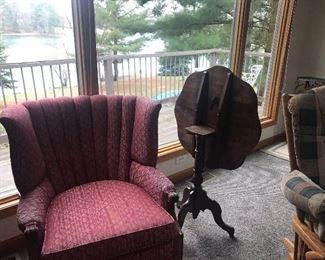 Antique chair and antique flip top table