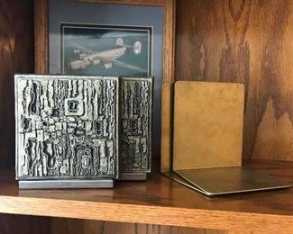 Mid Century Modern Brutalist book-ends
