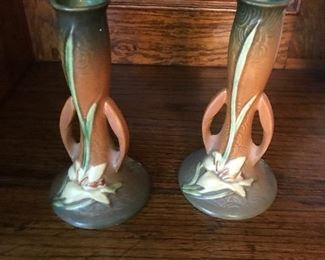 Roseville candlestick holders