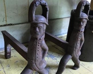 Cast iron Hessian soldier Andirons