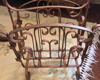 Antique metal magazine rack