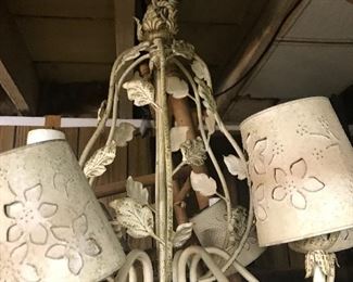 Pinched tin lamp.  Shabby chic