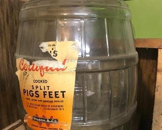 Whoa! Vintage pickled pigs feet jar!