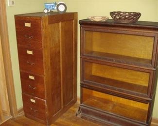Four drawer file cabinet, 3 stack bookcase