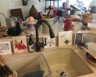 Trivets, processor, clay pot with utensils