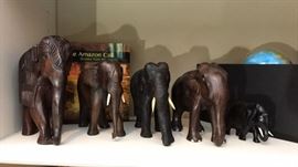 5 Carved African Elephants