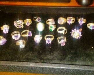 Sterling Silver Jewelry with Mounted Amethyst Stones