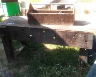 vintage work bench with vise