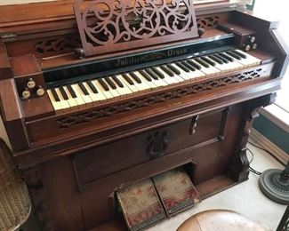 Jubilee Pump/Reed Organ from the New Haven Melodeon Co,  They produced organs from 1881 to 1883 making making this piece about 125 years. Still plays but needs restoration.  