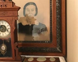 Two Antique Portraits, great grandmother and grand father of the home owner who is 86, these portraits date back to the civil war period.