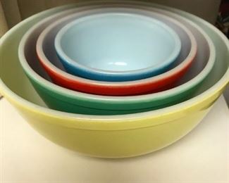 Rainbow colored Pyrex Mixing Bowls