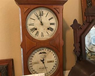 Antique Ithica Calendar Clock, needs restoration, won't stay running.