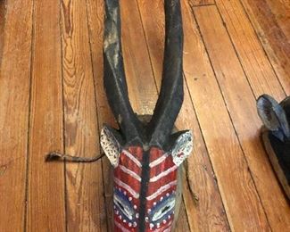 horned red stripe face mask