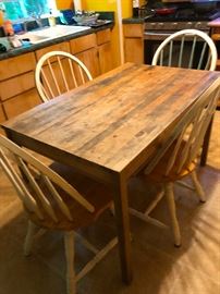 butcher block kitchen table and four chairs
