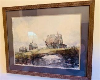Carl Sublett Signed, Framed Watercolor Painting