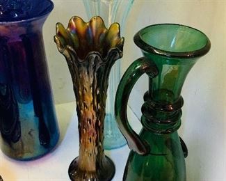 Carnival Glass, Various Vases