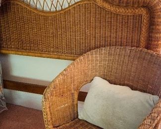 Wicker/Rattan, Woven Headboard and Chair