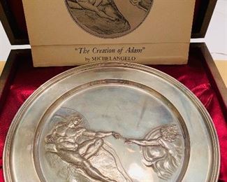 Solid Sterling Silver Collectible, "The Creation of Adam" Danbury Mint