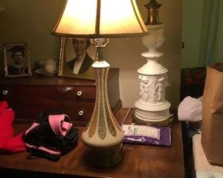Mid-century lamp bisque cherub lamp