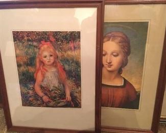 vintage silk prints, framed