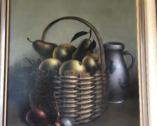 Georges Coulon (French 1914-1990) "Still Life Basket with Fruit" , oil on canvas signed lower left, image size approx 21 x 17