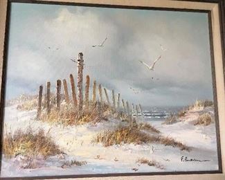 Original seascape , oil on canvas, signed lower right. F. Emerson