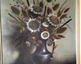 Georges Coulon (French 1914-1990) "Still Life with Sunflowers", oil on canvas signed lower left, image size approx 28 x 24