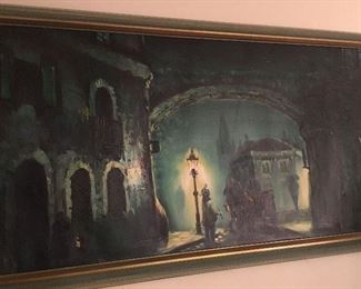 Panoramic original oil painting on canvas