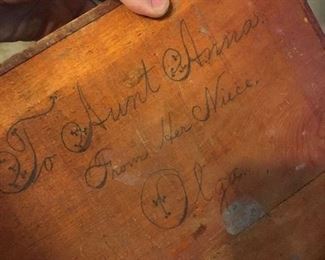 Dedication of folk art wood basket