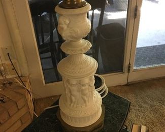 Bisque cherub lamp (2 available)