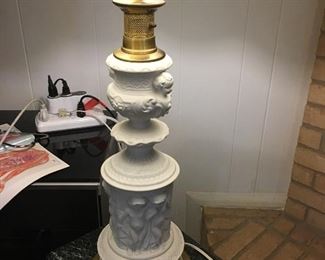 Bisque cherub lamp (2 available)
