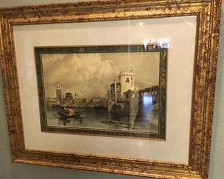 Decorato reproduction Antique hand colored etchings of Venice (1 of 2)