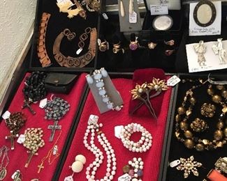 Pearls from Hawaii and Japan, Sterling, gold necklaces and bracelets, costume jewelry. pins brooches