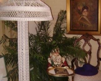 1930'S WICKER EIFFEL TOWER LAMP--WORKS ! A LARGE , WELCOMING DOOR SANTA