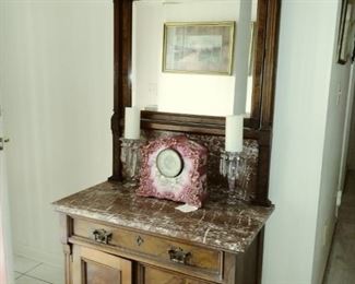 antique hall chest w/mirror