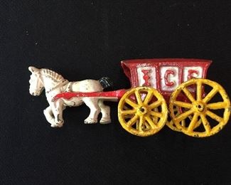Cast iron horse and ice wagon figurine/toy