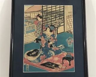 Antique Asian print on rice paper