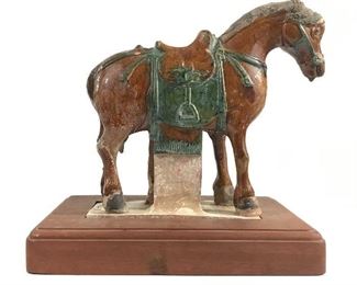 Asian war horse statue in stand