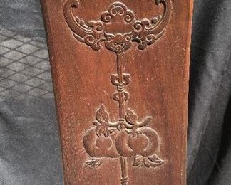Detail view of chair carving