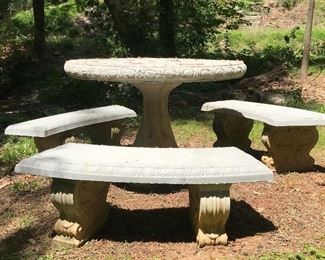 Alternate view of cement outdoor furniture