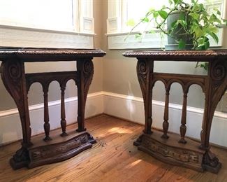 Pair of marble top end table