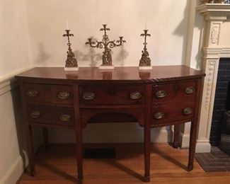 Antique Federal English Mahogany ,Hepplewhite Sideboard,Spade Foot. Circa 1815