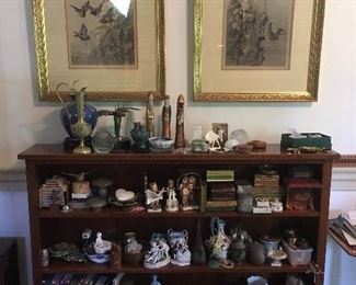 Lots of nice small antiques, Bookshelf, Framed Prints.