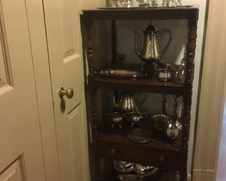 Antique Desk, Silver Pieces.